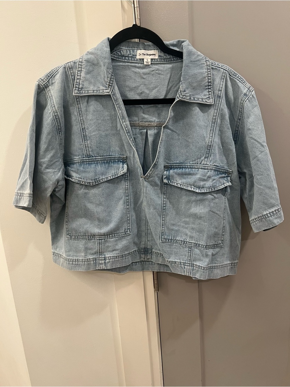 In The Beginning Light Wash Denim Cropped Jacket